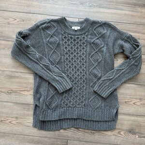 Madewell Gray Cable Knit Sweater